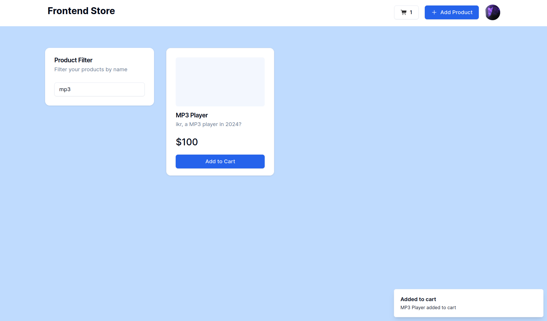 Frontend Store Screenshot